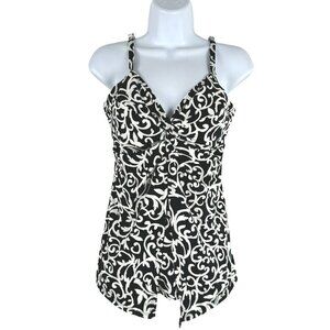 Miraclesuit Tankini Swim Top Size‎ 8 Black White Printed Underwire SW-1978
